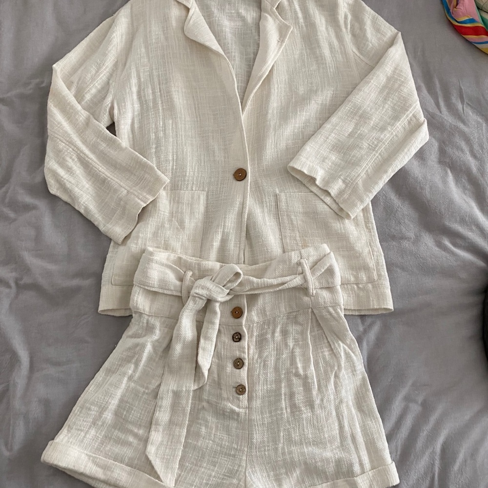 Free people linen shorts/blazer set